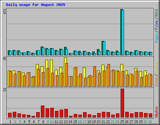 Daily usage for August 2025